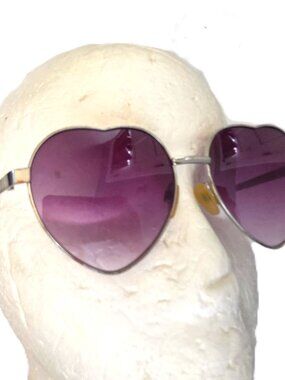 Women's  Mirror Aviator Oversized Gold Tone Heart Love Sunglasses Costume Pink